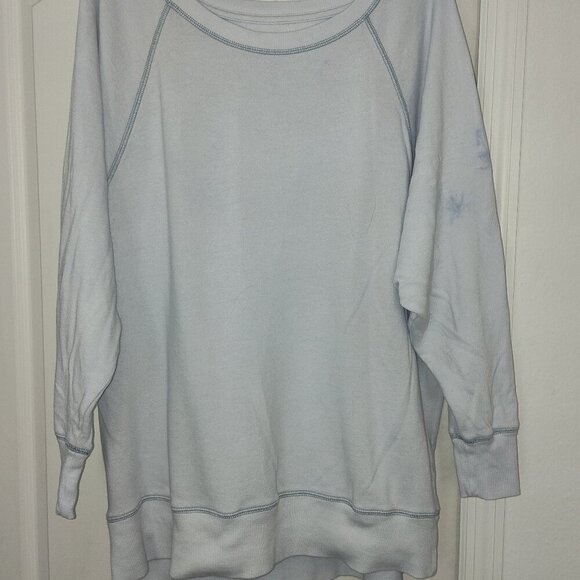 The Lounge Life Weekend Pullover Sweatshirt Raglan Sleeves Ribbed Light Blue XL - Picture 1 of 4
